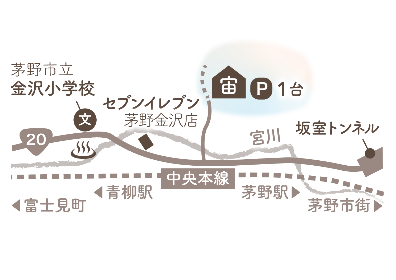 宙soraへのアクセスマップ(茅野市金沢)